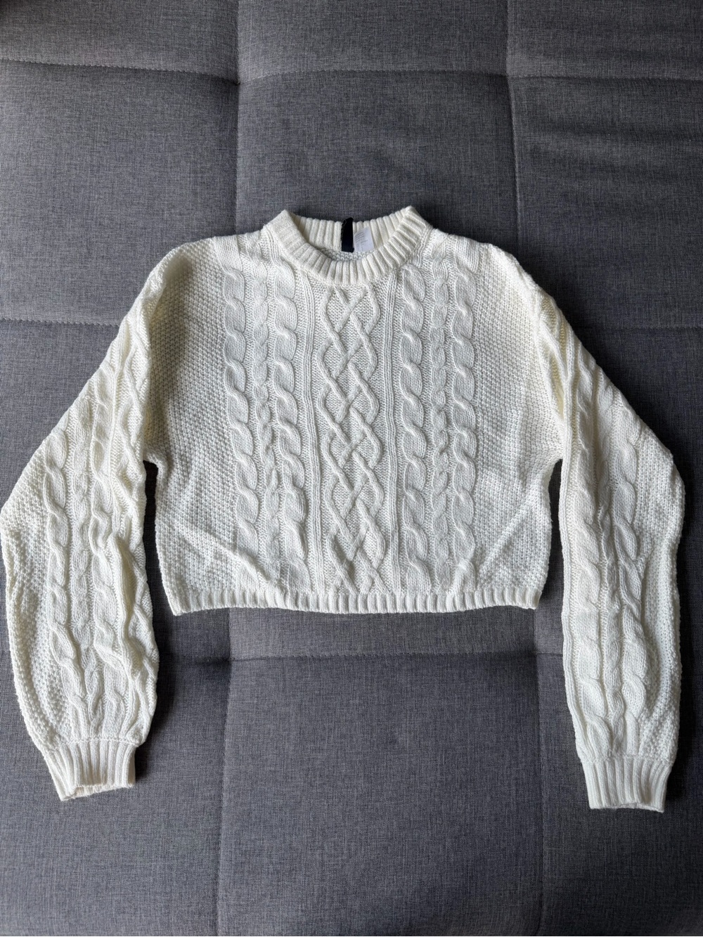 H&M Cable-Knit Cropped Crew Sweater